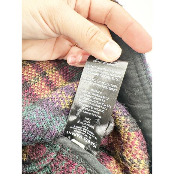 Isabel Marant Etoile Leiko Plaid Wool Blend Jacket Multicolor Black NEW 36 - Picture 4 of 6